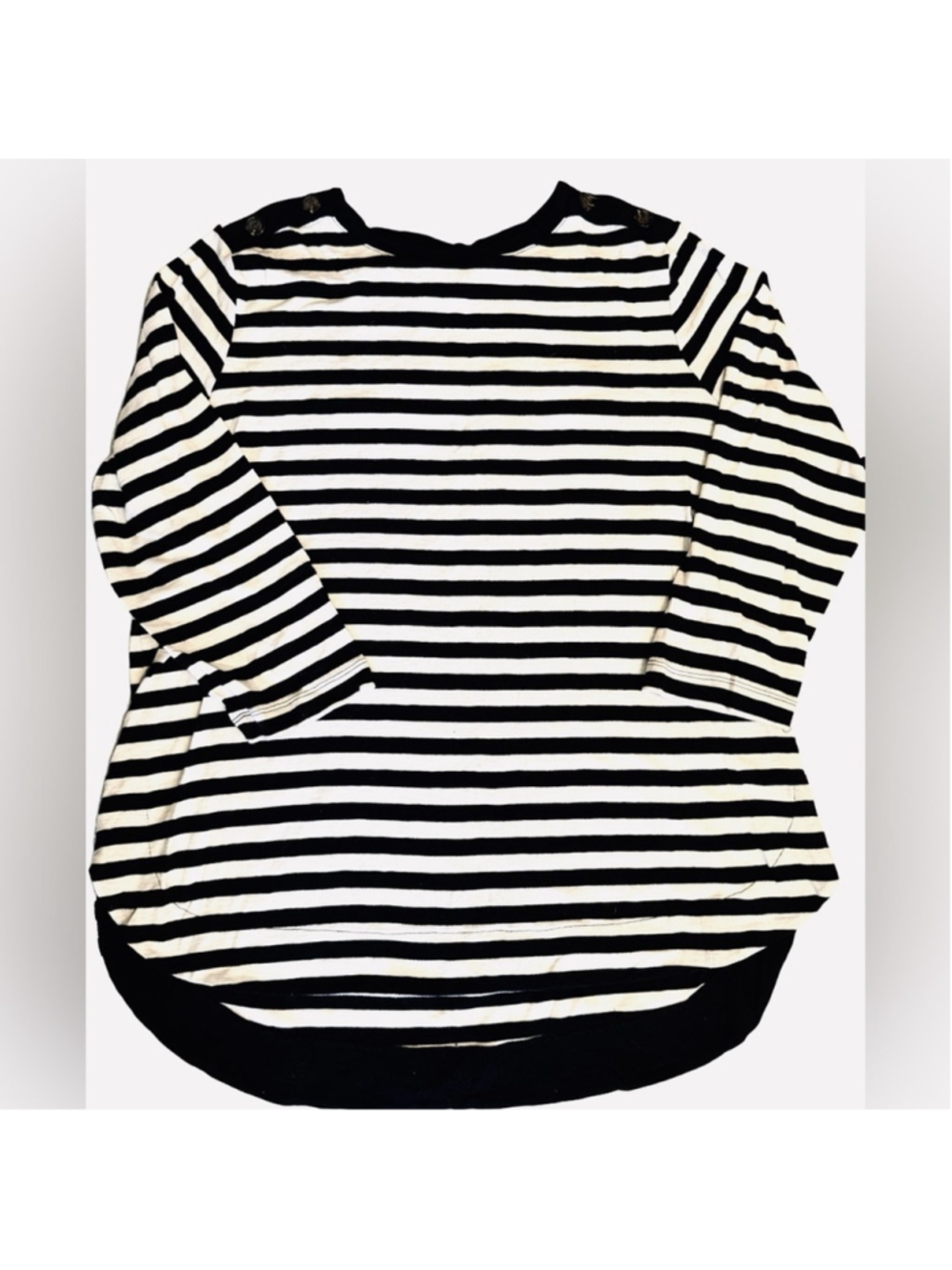 Chico's Black and White Striped Top